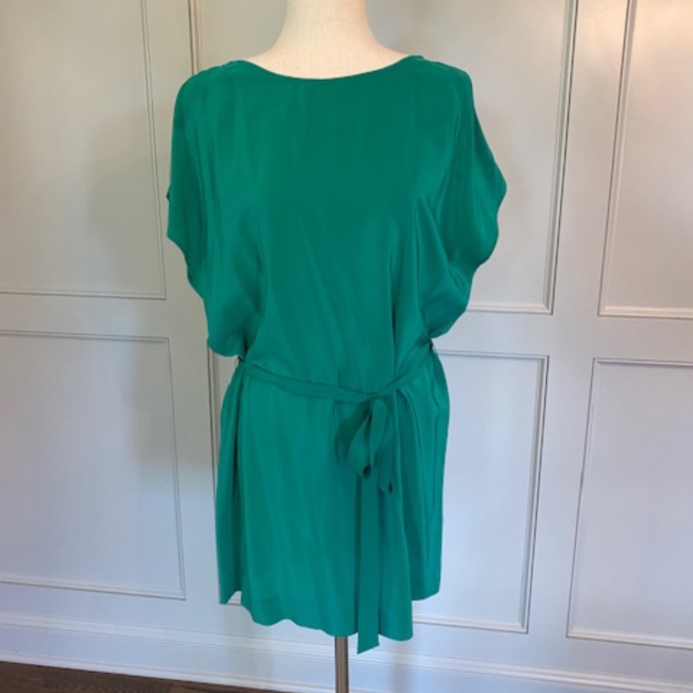 Joie Green Slit Sleeve Dress With Tie Sz M